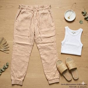 GUESS 100% Linen Jogger Pants - Natural Beige - Size XS - Like New